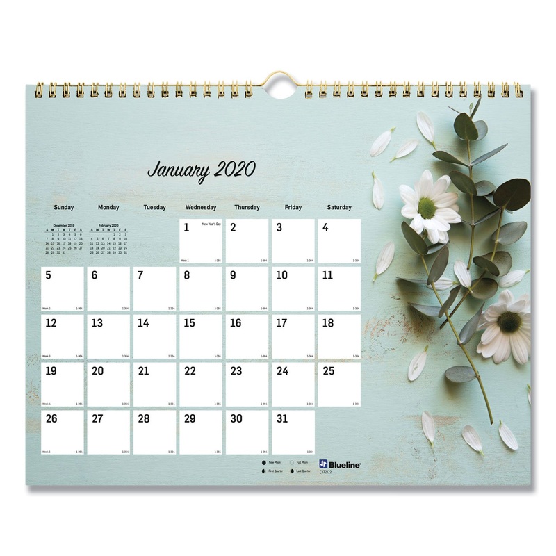 ROMANTIC WALL CALENDAR, FLORAL, 8 X 11, 2020