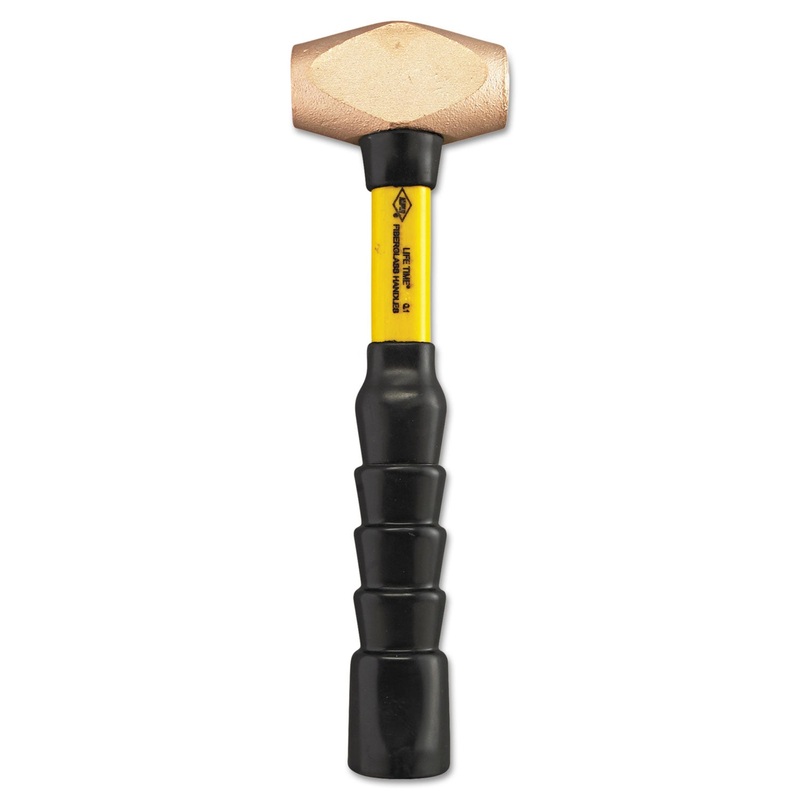 Classic Brass-Head Construction Hammer, 2.5lb, 15″ Tool, Fiberglass Handle