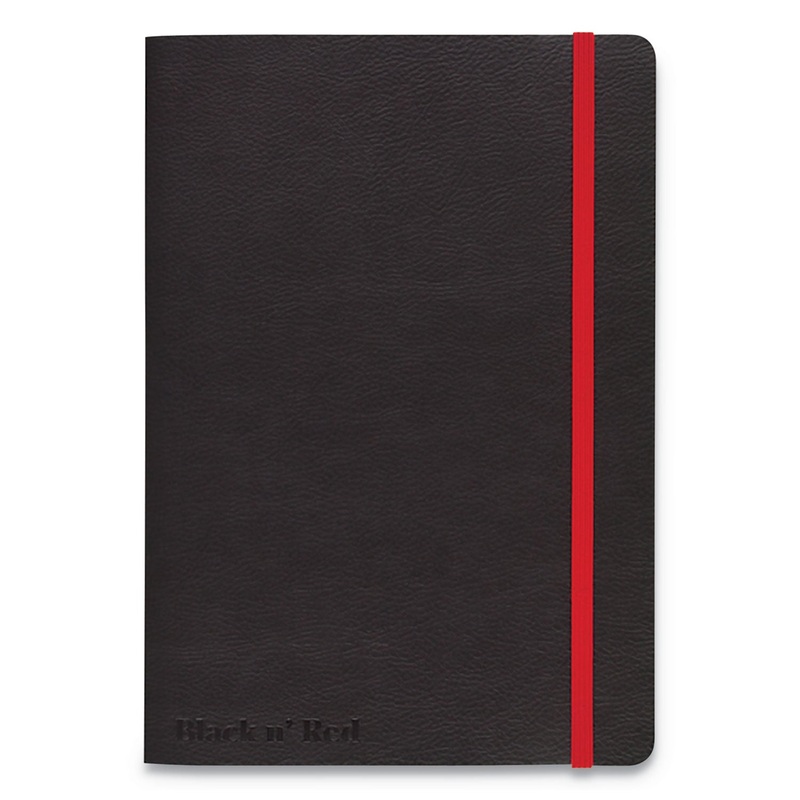 FLEXIBLE CASEBOUND NOTEBOOKS, 1 SUBJECT, WIDE/LEGAL RULE, BLACK/RED COVER, 8.25 X 5.75, 72 SHEETS