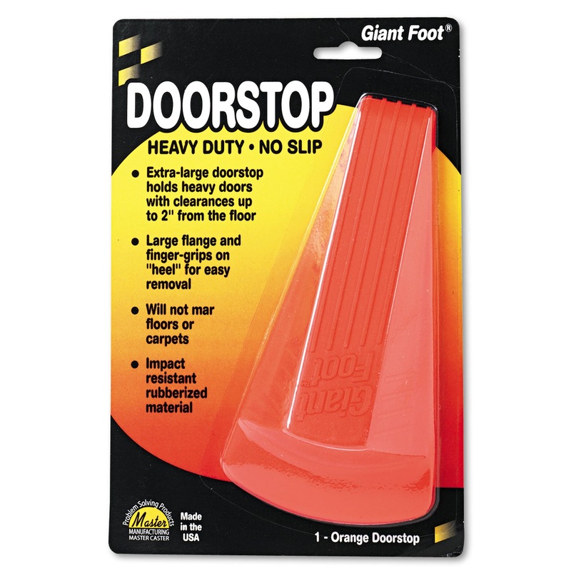 GIANT FOOT DOORSTOP, NO-SLIP RUBBER WEDGE, 3.5W X 6.75D X 2H, SAFETY ORANGE