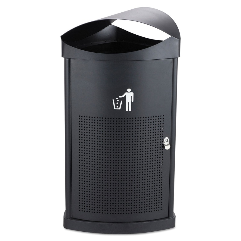 INDOOR/OUTDOOR RECEPTACLE, 20 GAL, POWDER-COATED, BLACK