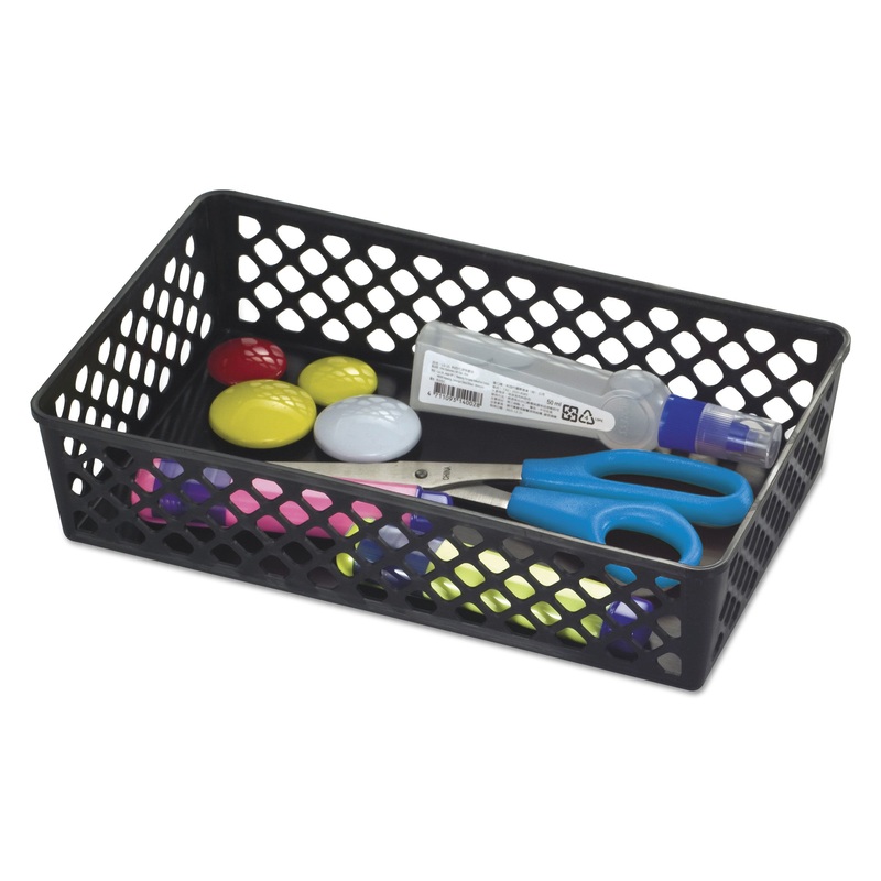 RECYCLED SUPPLY BASKET, 10.0625″ X 6.125″ X 2.375″, BLACK