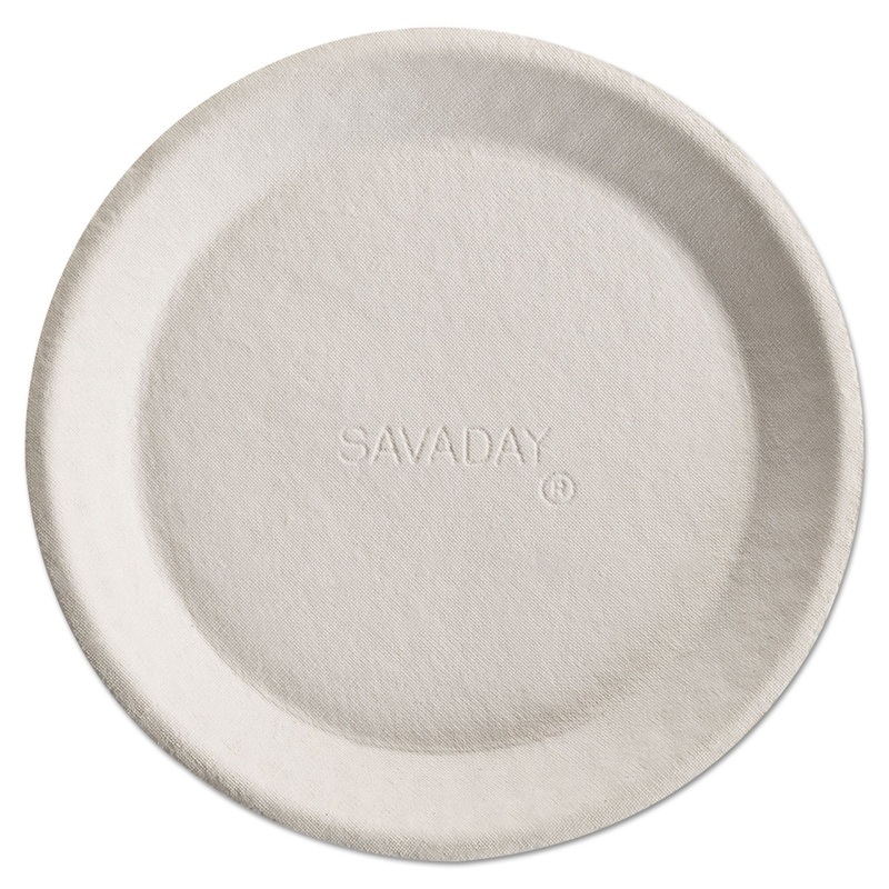 SAVADAY MOLDED FIBER PLATES, 10″, CREAM, ROUND, 500/CARTON