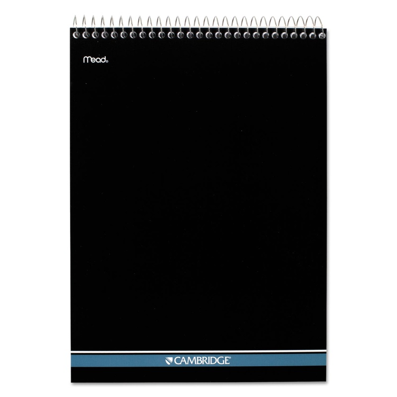 STIFF-BACK WIRE BOUND NOTEBOOK, 1 SUBJECT, WIDE/LEGAL RULE, WHITE/BLUE COVER, 8.5 X 11.5, 70 SHEETS