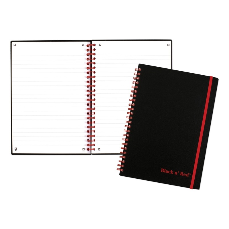 TWIN WIRE POLY COVER NOTEBOOK, WIDE/LEGAL RULE, BLACK COVER, 8.25 X 5.68, 70 SHEETS