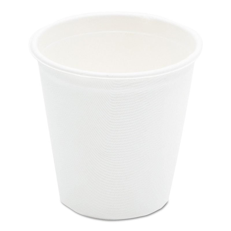 Compostable Sugarcane Bagasse Hot Cups, 12oz, White, 1000/carton