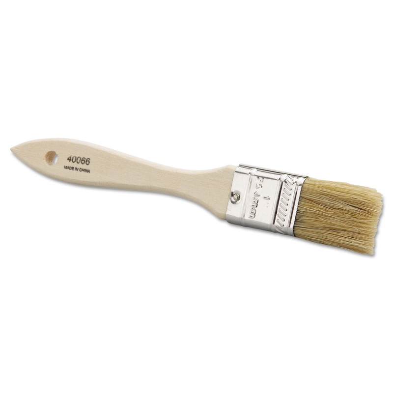 Eco-1 Disposable Chip And Oil Brush, White, 1″ Hog Bristle, Wood