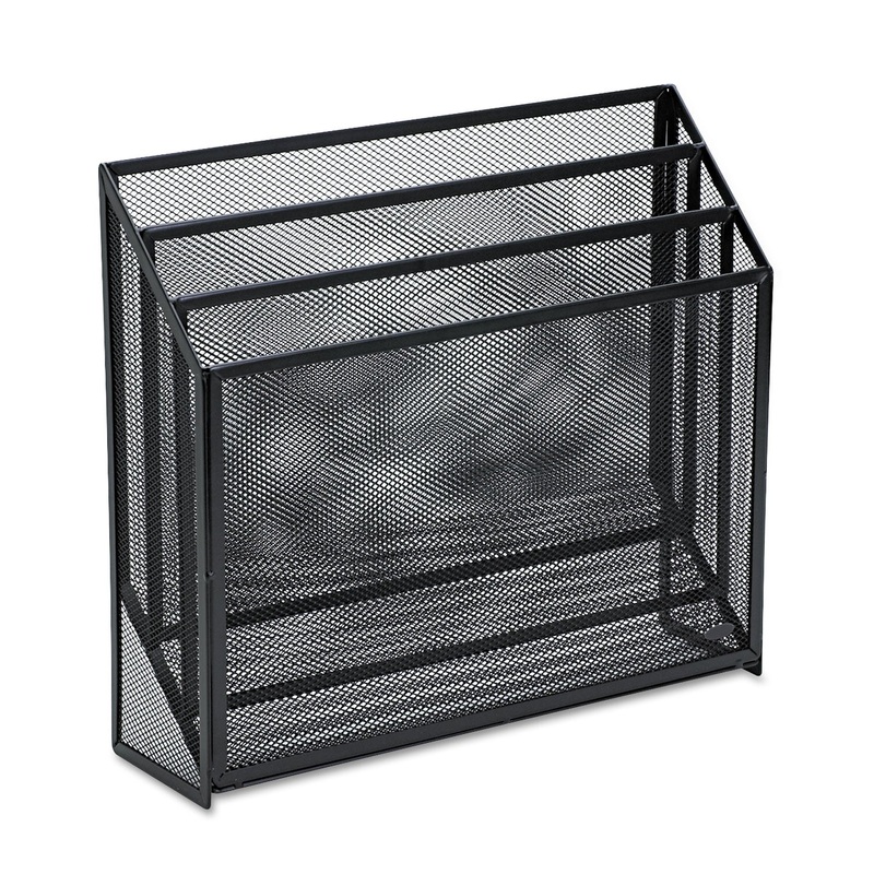 MESH THREE-TIER ORGANIZER, 3 SECTIONS, LETTER SIZE FILES, 12.75″ X 3.5″ X 11.5″, BLACK