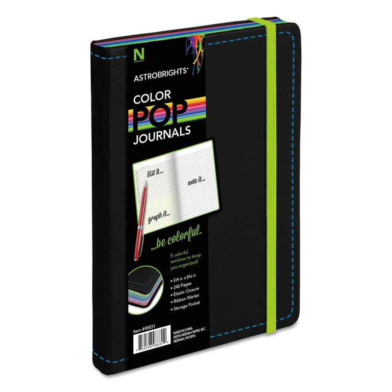 Colorpop Journal, College Ruled, 8 1/4 X 5 1/8, Black, 240 Sheets