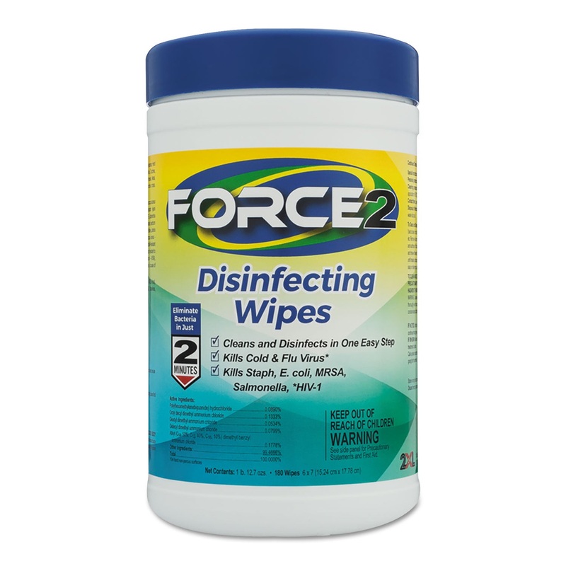 Force2 Disinfecting Wipes, 7 X 6, White, 180/pk, 6pk/ct