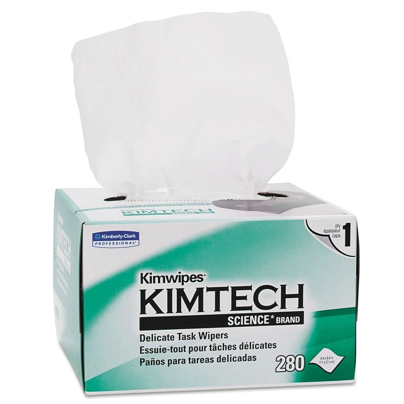 Kimwipes, Delicate Task Wipers, 1-Ply, 4 2/5 X 8 2/5, 280/box