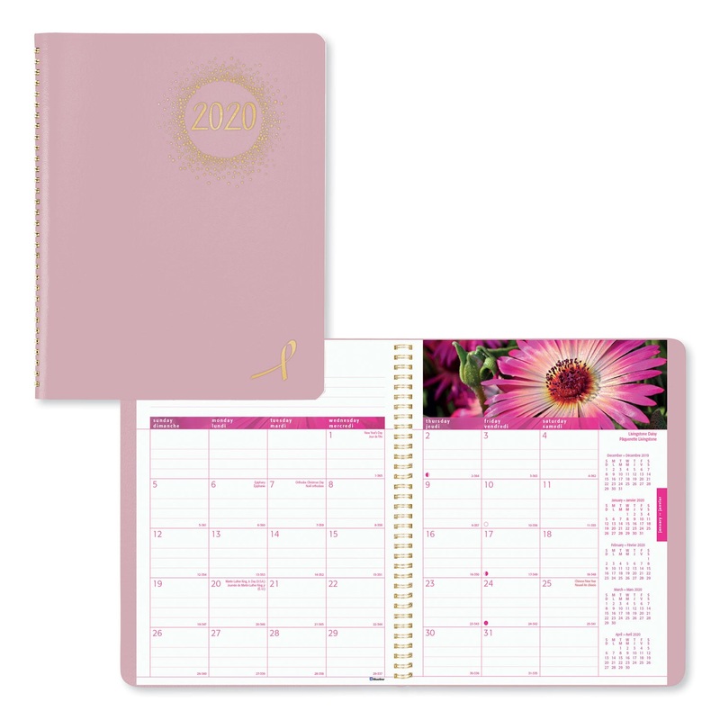 PINK RIBBON MONTHLY PLANNER, 8 7/8 X 7 1/8, PINK, 2020