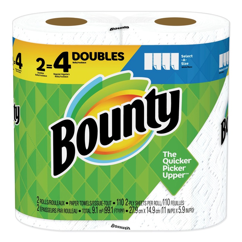 SELECT-A-SIZE PAPER TOWELS, 2-PLY, WHITE, 5.9 X 11, 110 SHEETS/ROLL, 2 ROLLS/PACK