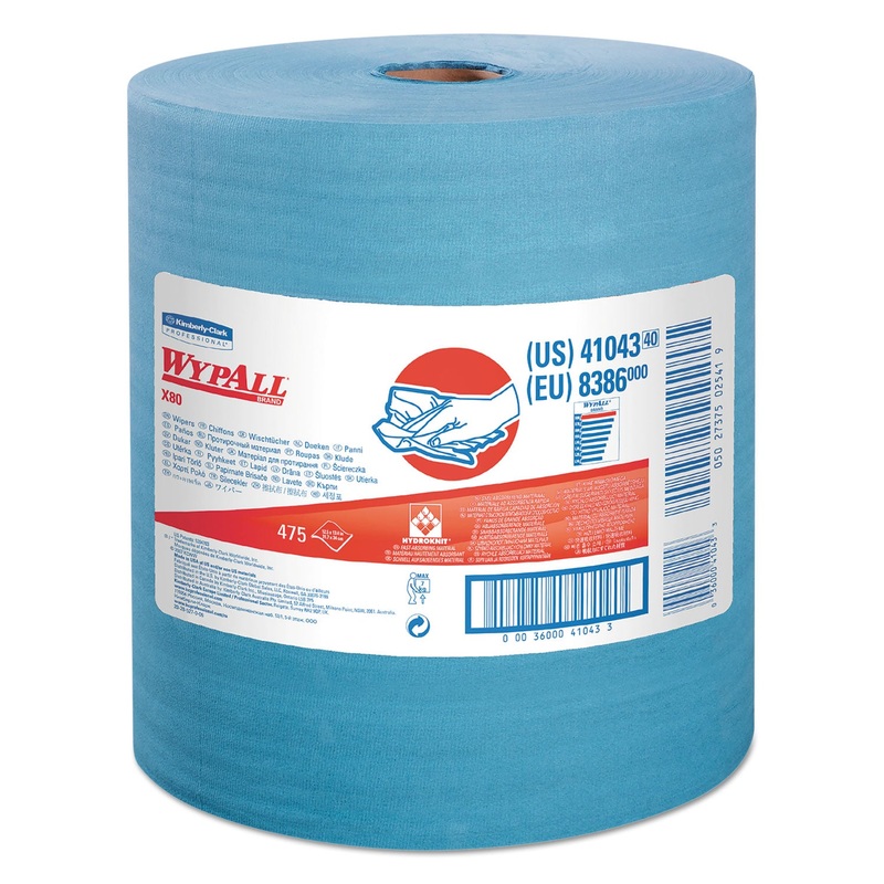 X80 Cloths With Hydroknit, Jumbo Roll, 12 1/2 X 13 2/5, Blue, 475/roll