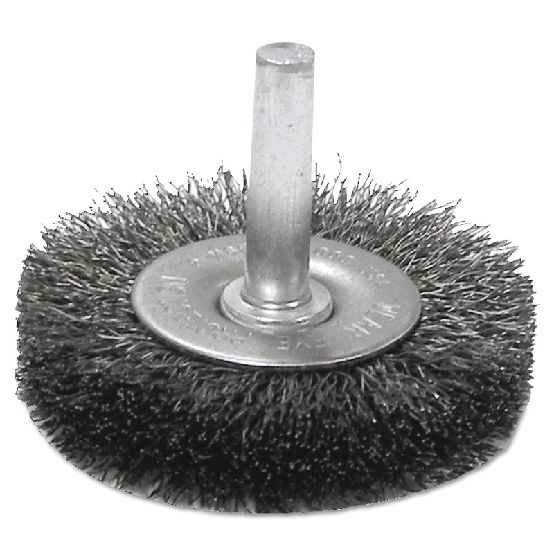 Crimped-Wire Radial-Wheel Brush, 3″ Dia, 13/16″ Trim, .014 Wire, 1/4″ Arbor