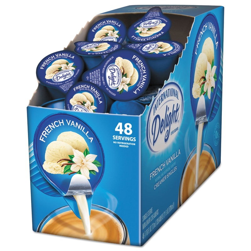 Flavored Liquid Non-Dairy Coffee Creamer, French Vanilla, 0.4375 Oz Cup, 48/box
