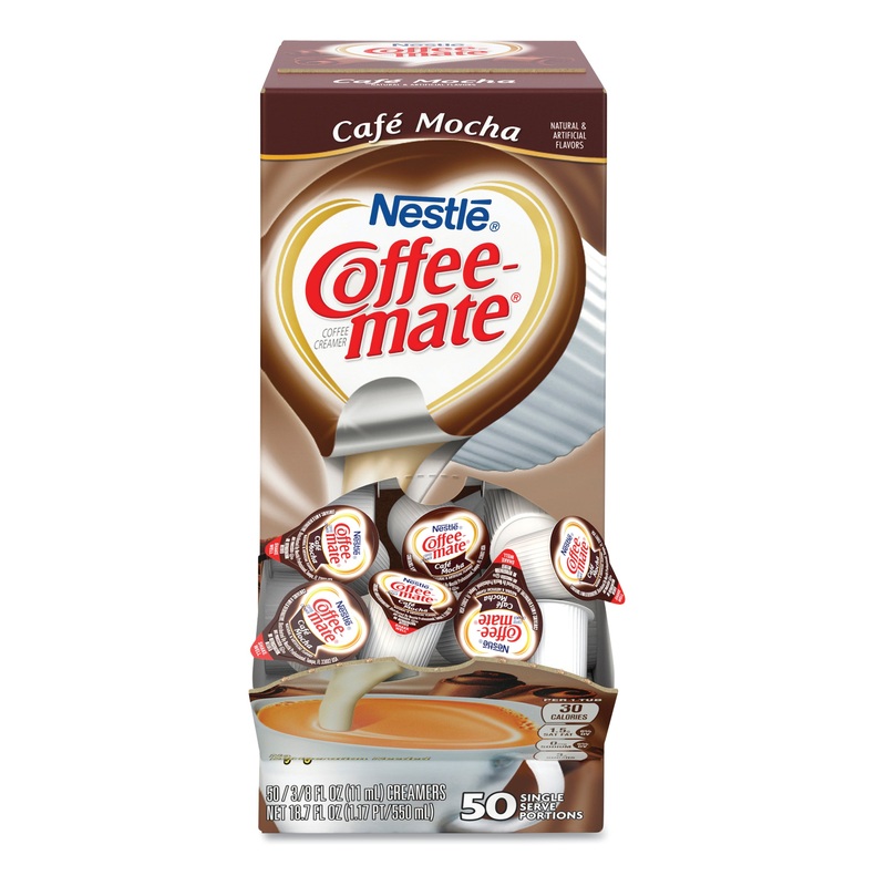 LIQUID COFFEE CREAMER, CAFE MOCHA, 0.38 OZ MINI CUPS, 50/BOX