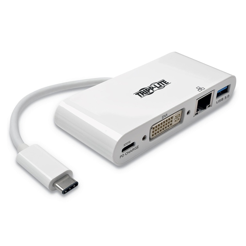 USB 3.1 GEN 1 USB-C TO DVI ADAPTER, USB-A/USB-C PD CHARGING/GIGABIT ETHERNET