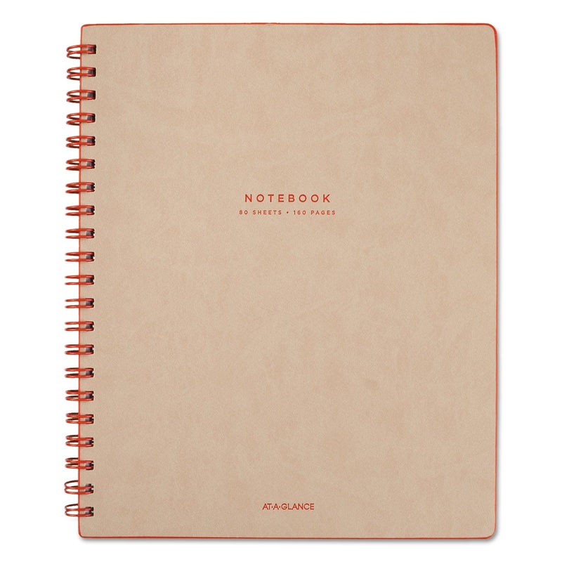 COLLECTION TWINWIRE NOTEBOOK, 1 SUBJECT, WIDE/LEGAL RULE, TAN/RED COVER, 11 X 8.75, 80 SHEETS
