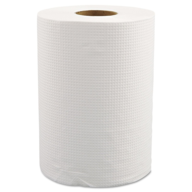 HARDWOUND ROLL TOWELS, 8 X 350 FT, WHITE, 12 ROLLS/CARTON