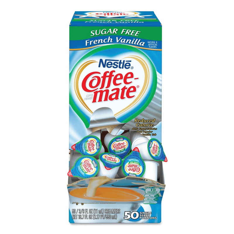 LIQUID COFFEE CREAMER, SUGAR-FREE FRENCH VANILLA, 0.38 OZ MINI CUPS, 50/BOX