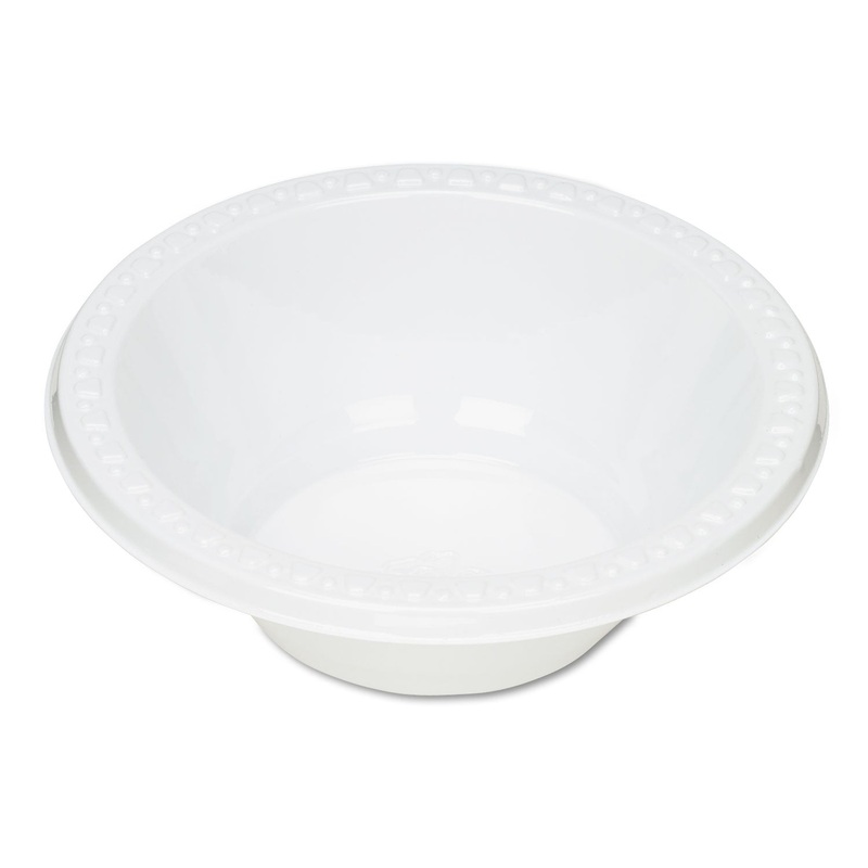 Plastic Dinnerware, Bowls, 12oz, White, 125/pack