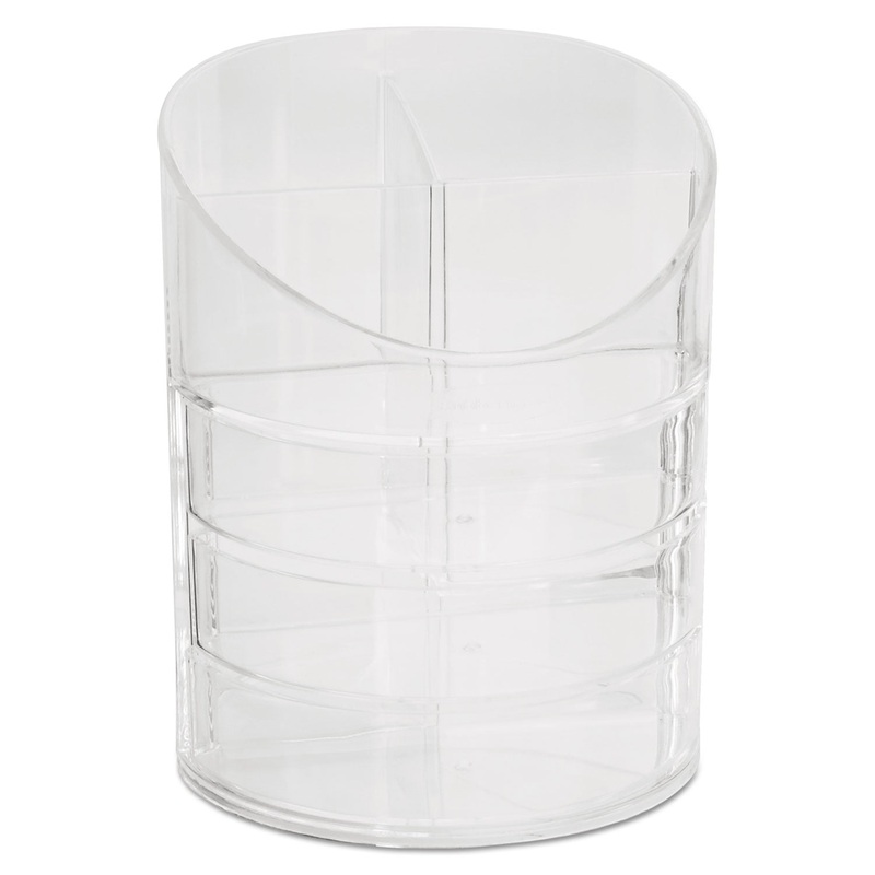 Small Storage Divided Pencil Cup, Plastic, 4 1/2 Dia. X 5 11/16, Clear