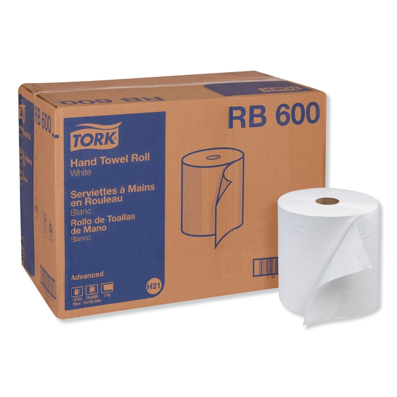 ADVANCED HARDWOUND ROLL TOWEL, ONE-PLY, 7.88″ X 600 FT, WHITE, 12 ROLLS/CARTON