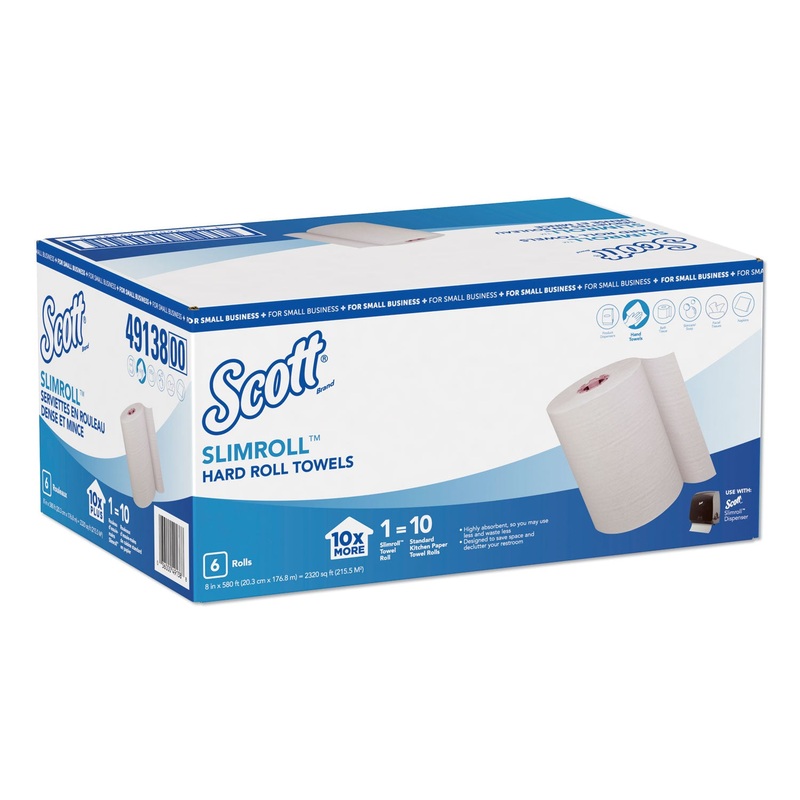 CONTROL SLIMROLL TOWELS, 8″ X 580 FT, WHITE/PINK CORE,SMALL BUSINESS, 6 ROLLS/CT
