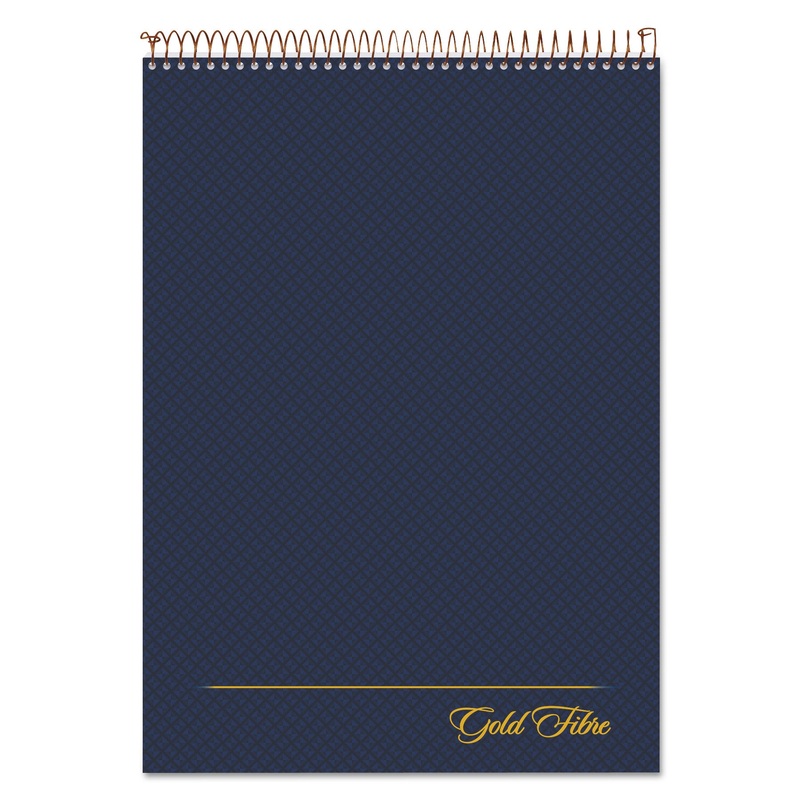 GOLD FIBRE WIREBOUND WRITING PAD W/ COVER, 1 SUBJECT, PROJECT NOTES, NAVY COVER, 8.5 X 11.75, 70 SHEETS