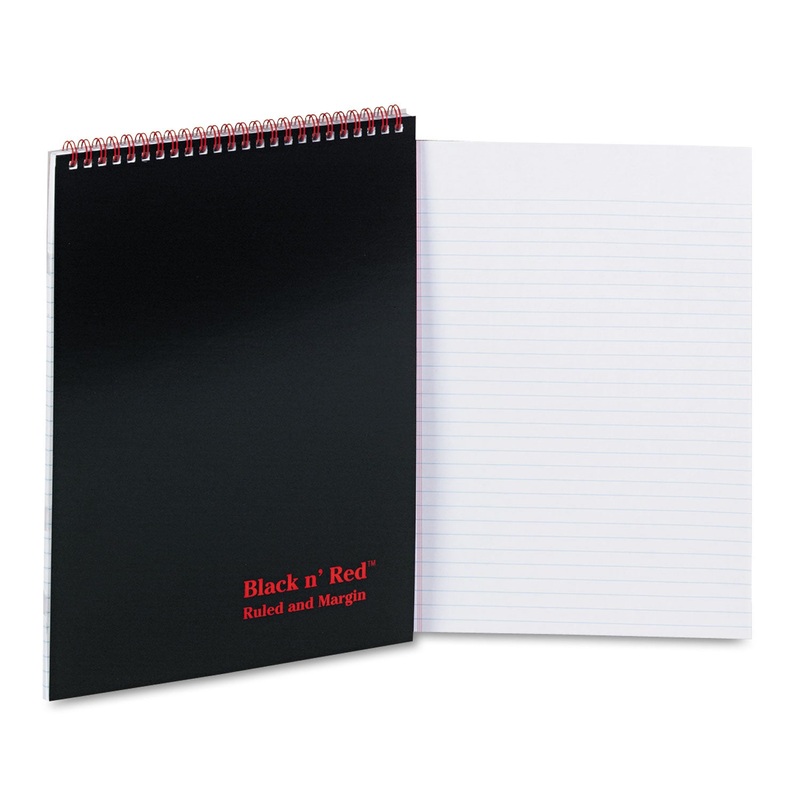 HEADBOUND TWINWIRE STENO NOTEBOOK, WIDE/LEGAL RULE, BLACK COVER, 8.5 X 11, 50 SHEETS