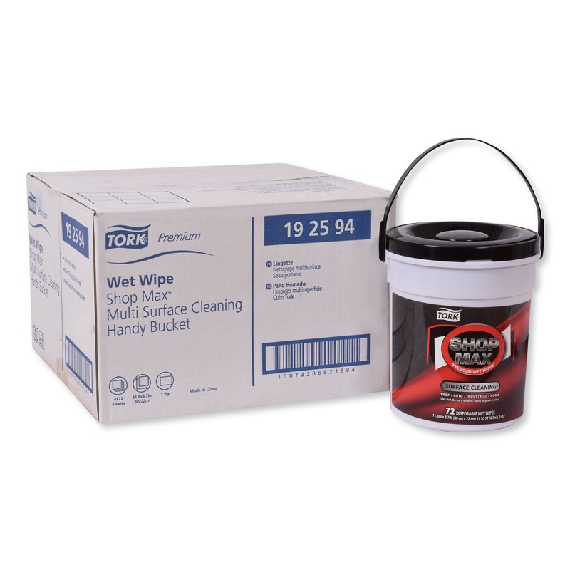 PREMIUM SHOPMAX WET WIPES, 8.7 X 11.8, FOR ALL SURFACES, 72/PACK, 4 PACKS/CARTON