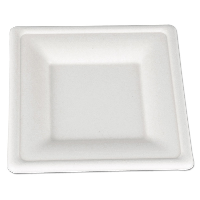 Champware Molded Fiber Tableware, Square, 6 X 6, White, 500 Per Carton