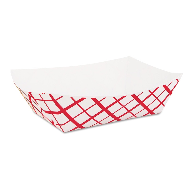 Paper Food Baskets, 2lb, Red/white, 1000/carton