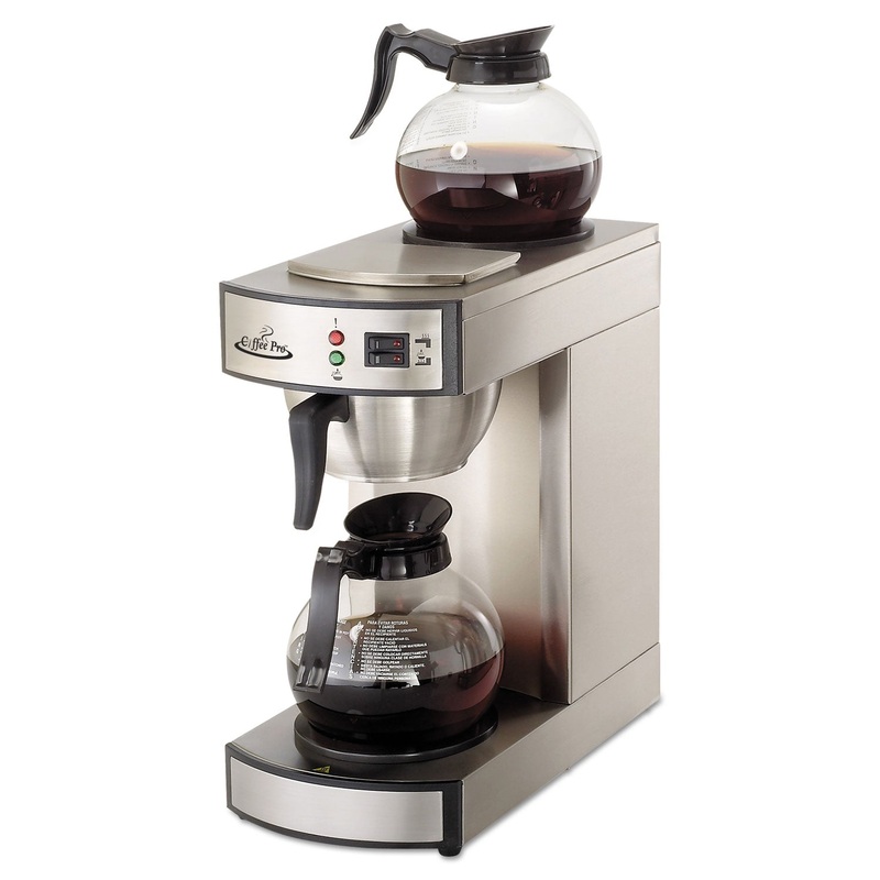 Two-Burner Institutional Coffeemaker,10/12 Cup, Stainless Steel,8.75×14.75×15.25