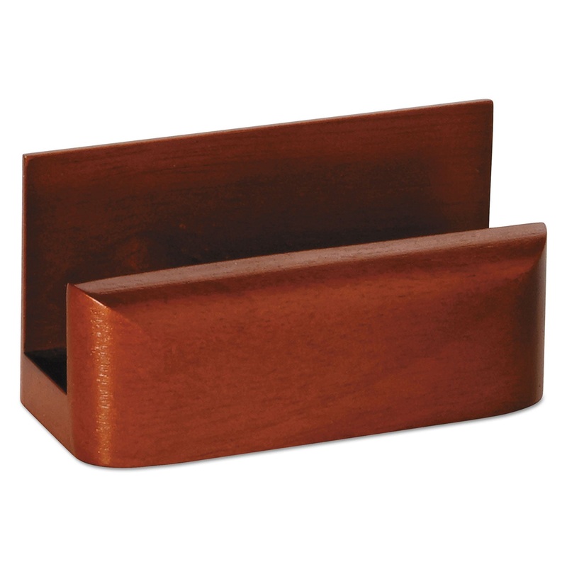 Wood Tones Business Card Holder, Capacity 50 2 1/4 X 4 Cards, Mahogany