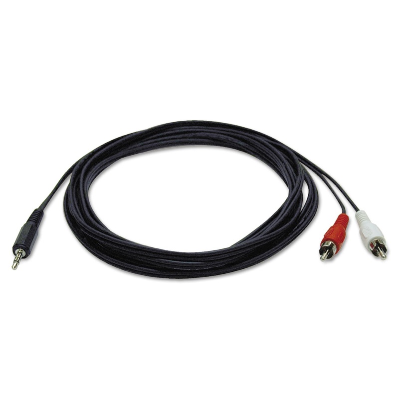 3.5MM MINI STEREO TO RCA AUDIO Y SPLITTER ADAPTER CABLE (M/M), 6 FT., BLACK
