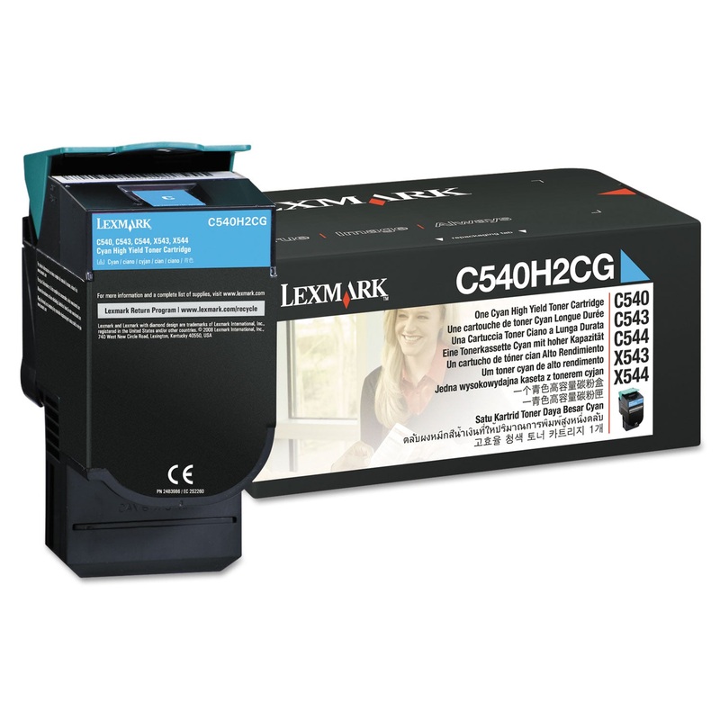 C540h2cg High-Yield Toner, 2000 Page-Yield, Cyan