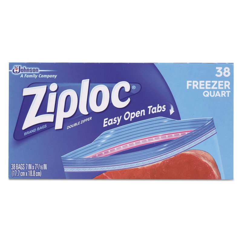 DOUBLE ZIPPER FREEZER BAGS, 1 QT, 2.7 MIL, 6.97″ X 7.7″, CLEAR, 9/CARTON