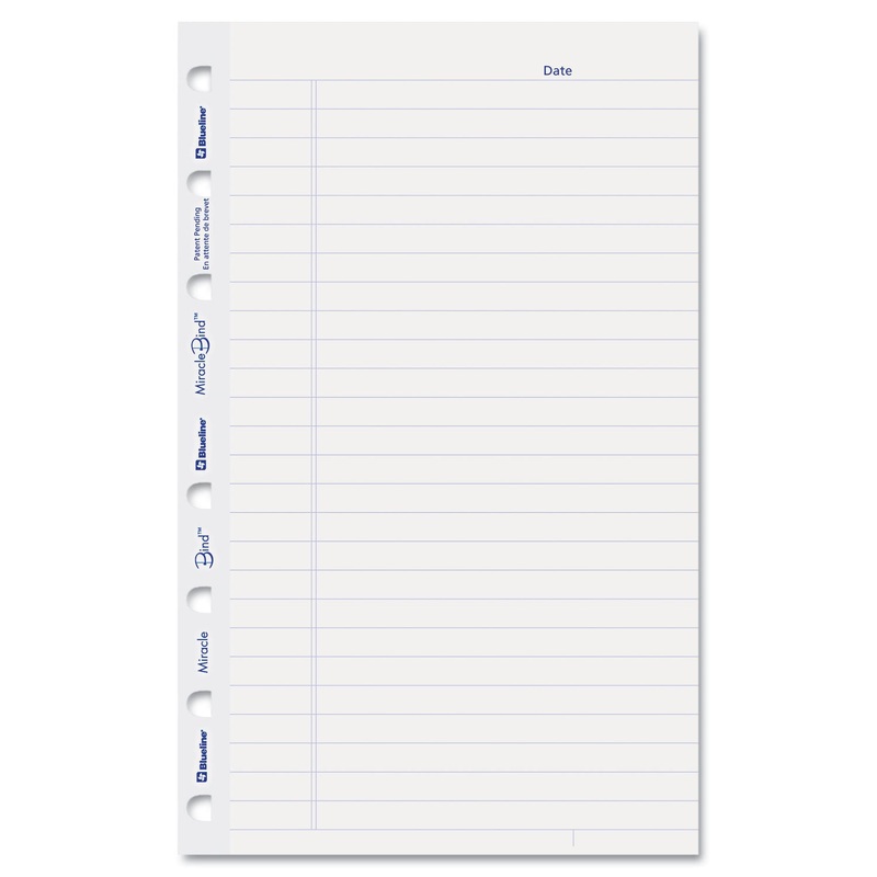 Miraclebind Ruled Paper Refill Sheets, 8 X 5, White, 50 Sheets/pack