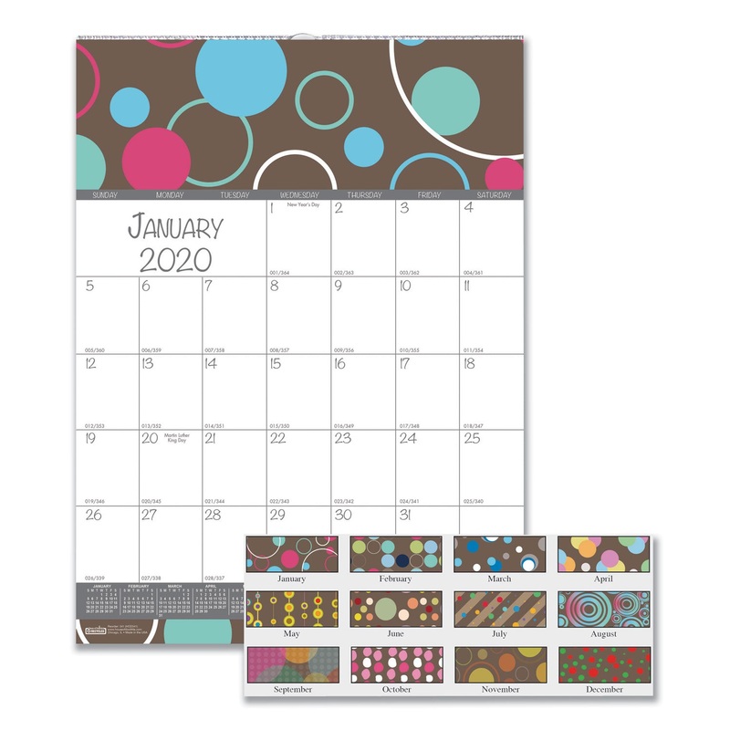 100% RECYCLED BUBBLELUXE WALL CALENDAR, 12 X 16 1/2, 2020