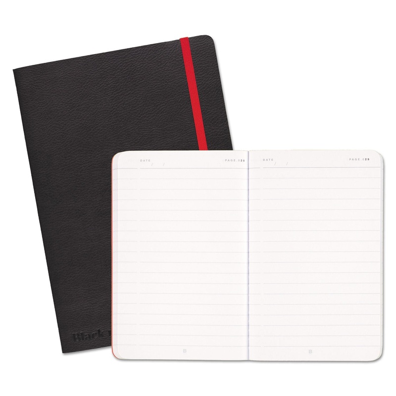 BLACK SOFT COVER NOTEBOOK, WIDE/LEGAL RULE, BLACK COVER, 8.25 X 5.75, 71 SHEETS