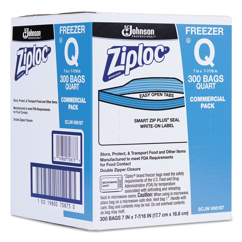 DOUBLE ZIPPER FREEZER BAGS, 1 QT, 2.7 MIL, 7″ X 7.75″, CLEAR, 300/CARTON