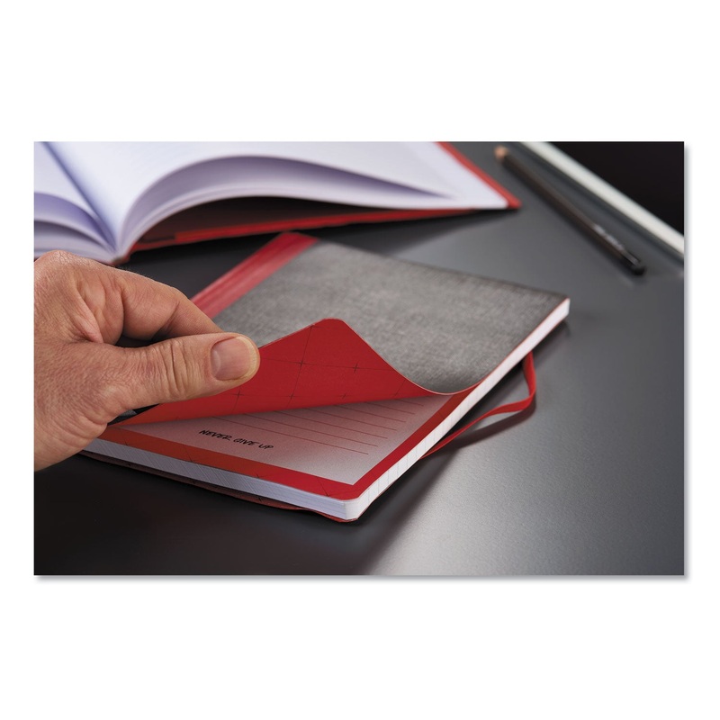 FLEXIBLE CASEBOUND NOTEBOOKS, 1 SUBJECT, WIDE/LEGAL RULE, BLACK/RED COVER, 9.88 X 7, 72 SHEETS