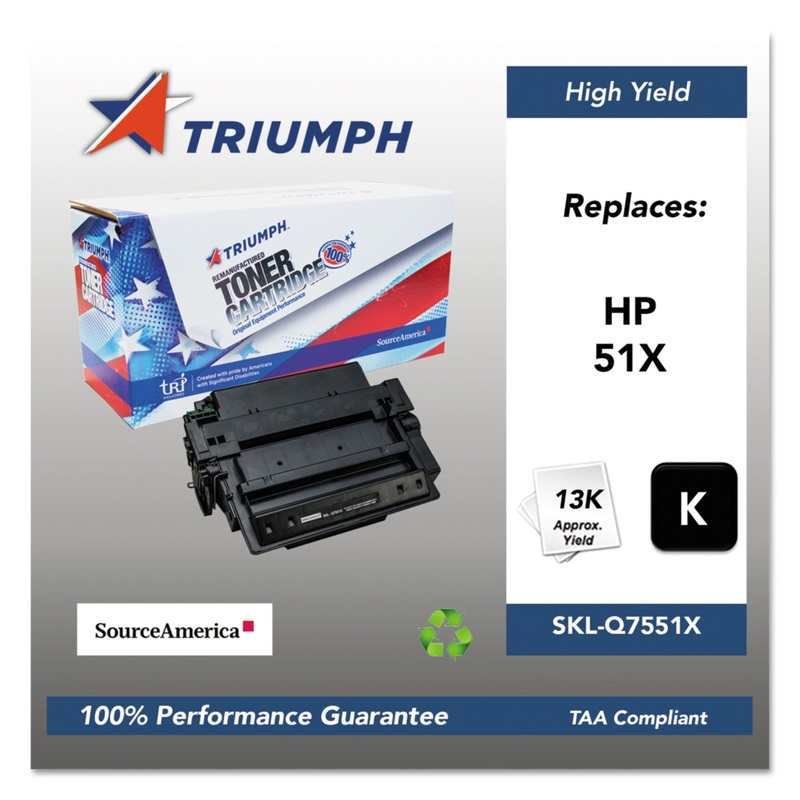 751000NSH0362 REMANUFACTURED Q7551X (51X) HIGH-YIELD TONER, 13000 PG-YLD, BLACK