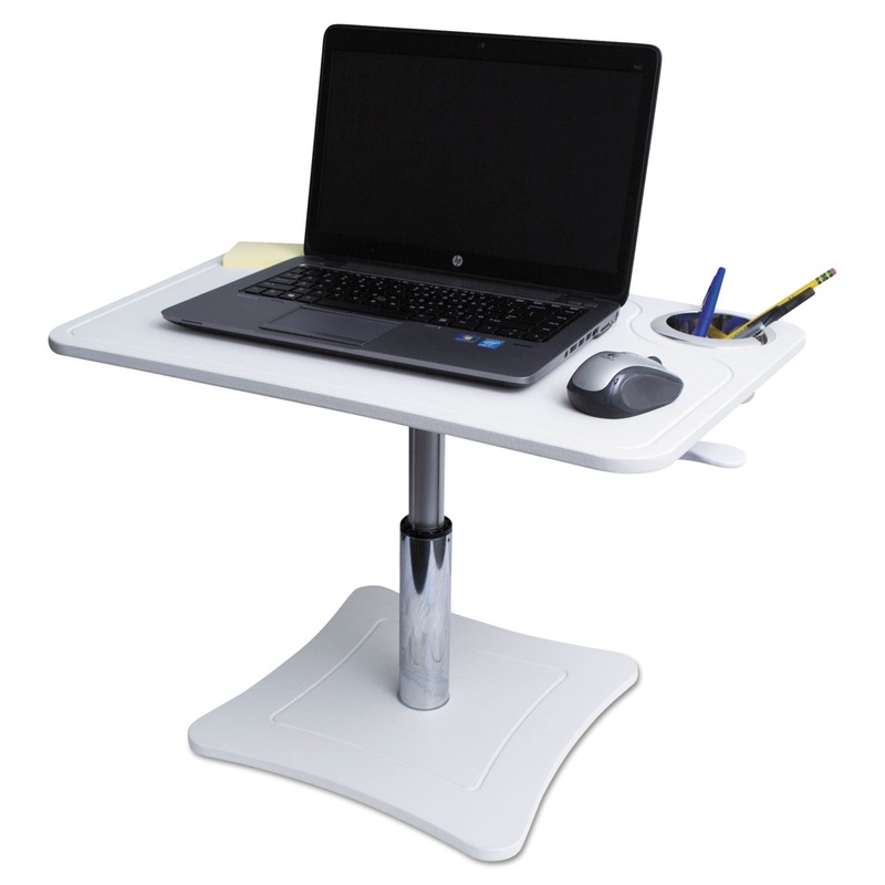 Adjustable Laptop Stand W/storage Cup, 23 3/4 X 15 1/4 X 12 15 3/4, White/chrome