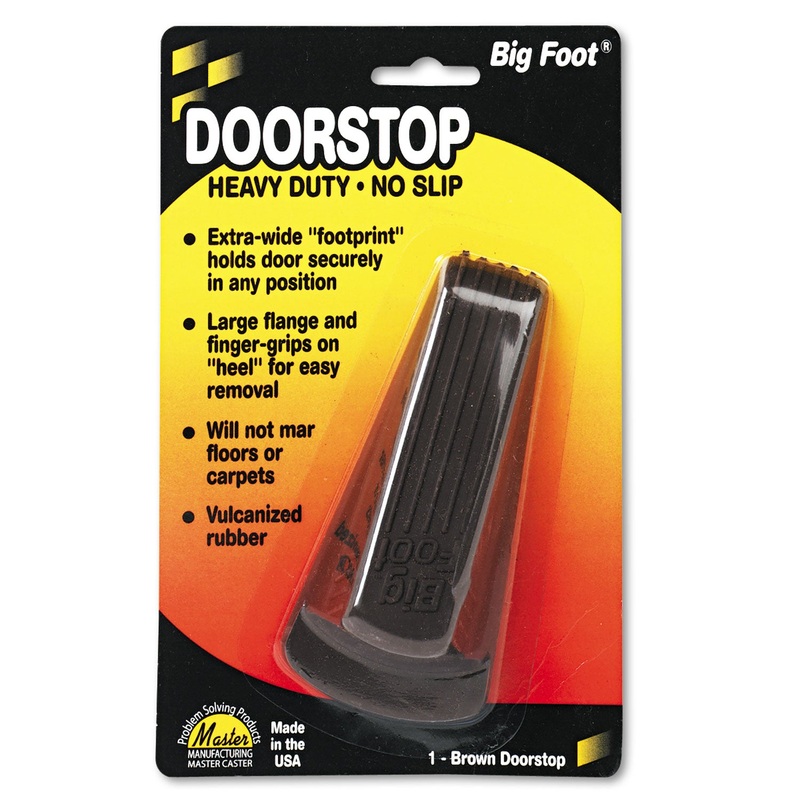 BIG FOOT DOORSTOP, NO SLIP RUBBER WEDGE, 2.25W X 4.75D X 1.25H, BROWN
