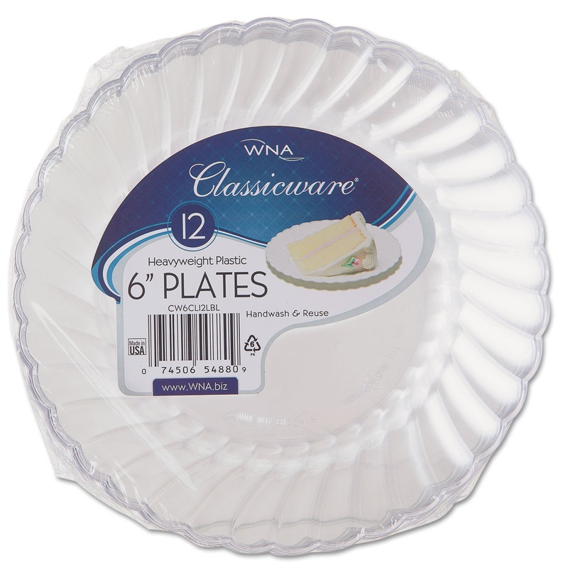 Classicware Plastic Plates, 6″ Dia., Clear, 12 Plates/pack, 15 Packs/carton