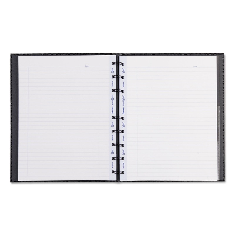 MIRACLEBIND NOTEBOOK, 1 SUBJECT, MEDIUM/COLLEGE RULE, BLACK COVER, 9.25 X 7.25, 75 SHEETS