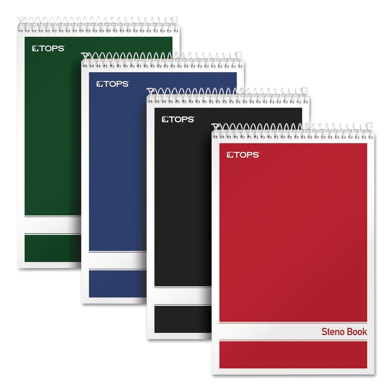 STENO BOOK, GREGG RULE, ASSORTED COVERS, 6 X 9, 80 WHITE SHEETS, 4/PACK
